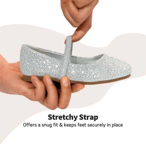Girl's Rhinestone Ballet Flats - SILVER GLITTER - 5